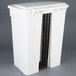 A white rectangular Continental step-on trash can with black handles.