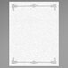 A white paper with a black and white decorative border.