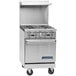 An Imperial stainless steel commercial range with griddle and oven.