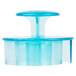 A blue plastic container with a lid holding a blue plastic Ateco 3" Spiral Bread Stamp.
