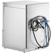 A silver stainless steel Main Street Equipment undercounter dishwasher with wires attached.