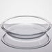 An Anchor Hocking clear glass pie pan with a clear rim.