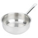 A Vollrath stainless steel saucier pan with a handle.