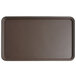 A rectangular brown Cambro non-skid tray with a black border.