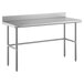 A Regency stainless steel work table with a metal surface and white border.