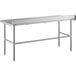 A Regency stainless steel work table with metal legs.