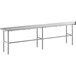 A Regency stainless steel open base work table with metal legs.