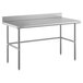 A Regency stainless steel work table with a stainless steel top and open base.