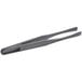 A close-up of 4 5/8" Non-Static Carbon Plastic Precision / Plating Tweezers with black handles.
