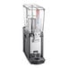 A black and clear Carnival King single bowl refrigerated beverage dispenser with a clear bowl on top.