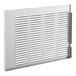 A metal vent with rectangular holes on a white background.