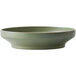 A smoky basil green stoneware deep plate with a rim.