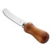 An Acopa stainless steel cheese spreader with a dark wood handle.