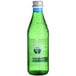 A close up of a Mountain Valley Sparkling Water 333 mL glass bottle with a green label and silver cap.