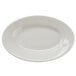 An ivory wide rim oval china platter on a white background.