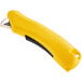 A yellow CrewSafe utility knife with a black handle.