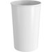 A white hard plastic cup with a white background.