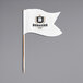A white wavy flag pick with black text that says "Bueran's"