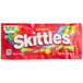 A red package of SKITTLES Original Fruity Candies with white text and colorful candies.