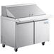 An Avantco stainless steel sandwich prep table with 2 doors and a mega top.