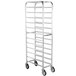 A Winholt stainless steel rack with wheels for 12 trays.