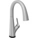 An Elkay Avado deck-mount kitchen faucet with a curved silver spout.