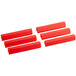 A group of red silicone Baker's Mark bun pan clips.