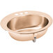 An Elkay copper drop-in sink with a metal bowl.
