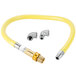 A yellow T&S Safe-T-Link gas hose with a couple of metal fittings.