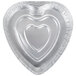 A white Durable Packaging heart shaped foil bake pan with a lid.