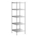 A Regency stainless steel stationary shelving unit with four shelves.