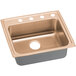 An Elkay CuVerro antimicrobial copper drop-in sink with one faucet hole.
