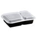 Two black Pactiv plastic containers with clear lids.