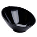 A black slanted melamine bowl on a white background.
