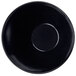 A black slanted melamine bowl with a white circle in the middle.