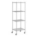 A Regency chrome wire shelving starter kit with wheels and 4 shelves.