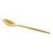 An Acopa Odin gold stainless steel spoon with a long handle.