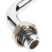 A chrome steel Equip by T&S 16" swing nozzle with a brass end.