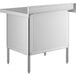 A Steelton stainless steel enclosed base work table with sliding doors and legs.