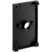 A black rectangular plastic wall mount with a hole in the middle.