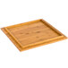 An American Metalcraft square bamboo platter with a wooden handle.