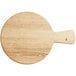 An Acopa faux wood melamine serving board with a handle.