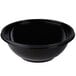 A black bowl with a round rim.