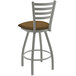 A Holland Bar Stool ladderback counter stool with a brown seat and back.