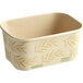 A white rectangular World Centric compostable container with a green leaf design.