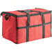 A large red Choice insulated cooler bag with black straps.