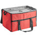 A red and black Choice large insulated cooler bag on a counter.