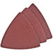 A triangle shaped Genesis sandpaper with hook and loop attachment.