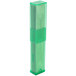 A green plastic case with a white rectangular object.