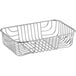 A silver metal Acopa rectangular wire basket with curved lines and handles.
